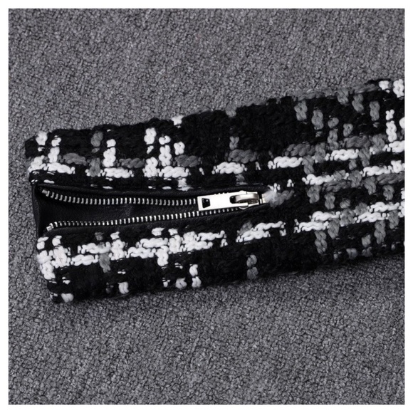 Gorgeous Black Tweed Vegan Leather Jacket - Picture 8 of 8